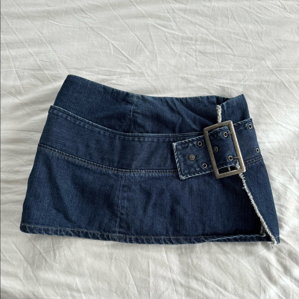 Diesel Wrap Up Mini Skirt with Integrated Buckle Belt and Decorative Studs